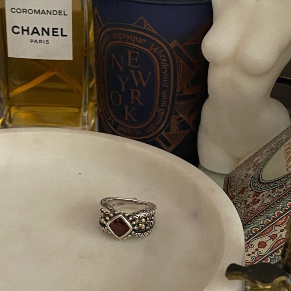 925 SS and 18K gold flower and 1.60CT garnet ring - Picture 10 of 16